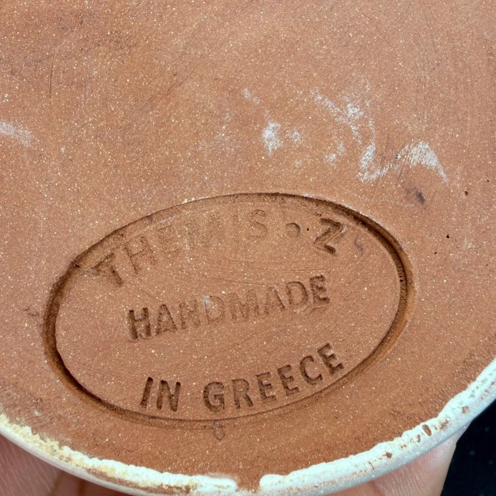 THEMIS Z Handmade in Greece Ceramic Vase Cream Mauve Geometric Wave Vessel